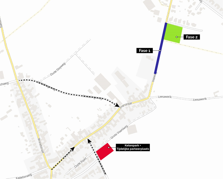 Afbeelding van het overzichtskaartje planning fases Everstraat